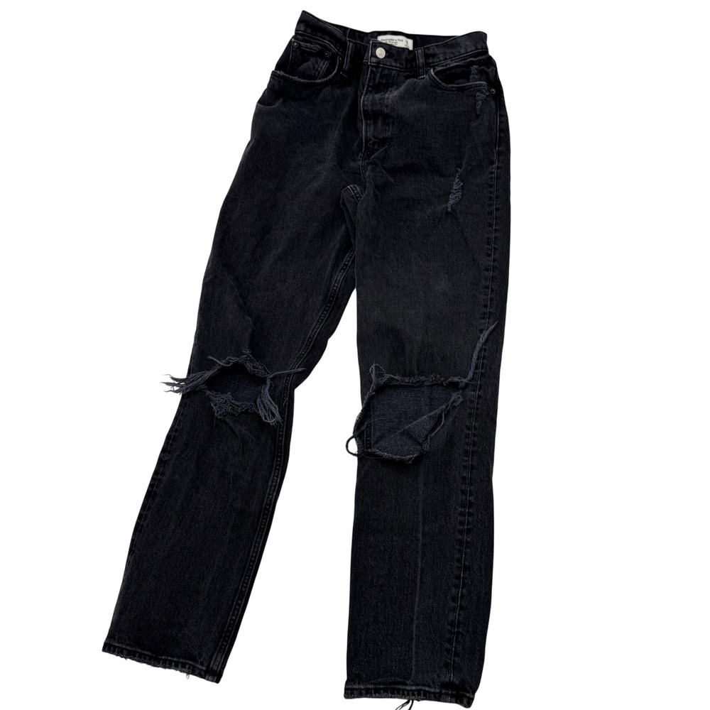 Abercrombie & Fitch Curve Love 90s Straight Ultra High Rise Distressed Jeans 6R